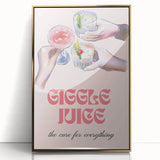 Art deco poster featuring a stylized cocktail, rendered in gold and black tones on a framed acrylic panel.