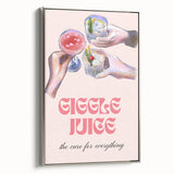 Framed canvas featuring a vintage poster of a colorful landscape painting, ideal for decorating a dining area.