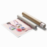 Extra large rolled print featuring a floral design in soft pastel colors.