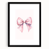 Pink Bow Watercolor Print - Girls Bedroom Wall Art