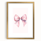 Pink Bow Watercolor Print - Girls Bedroom Wall Art