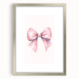 Pink Bow Watercolor Print - Girls Bedroom Wall Art