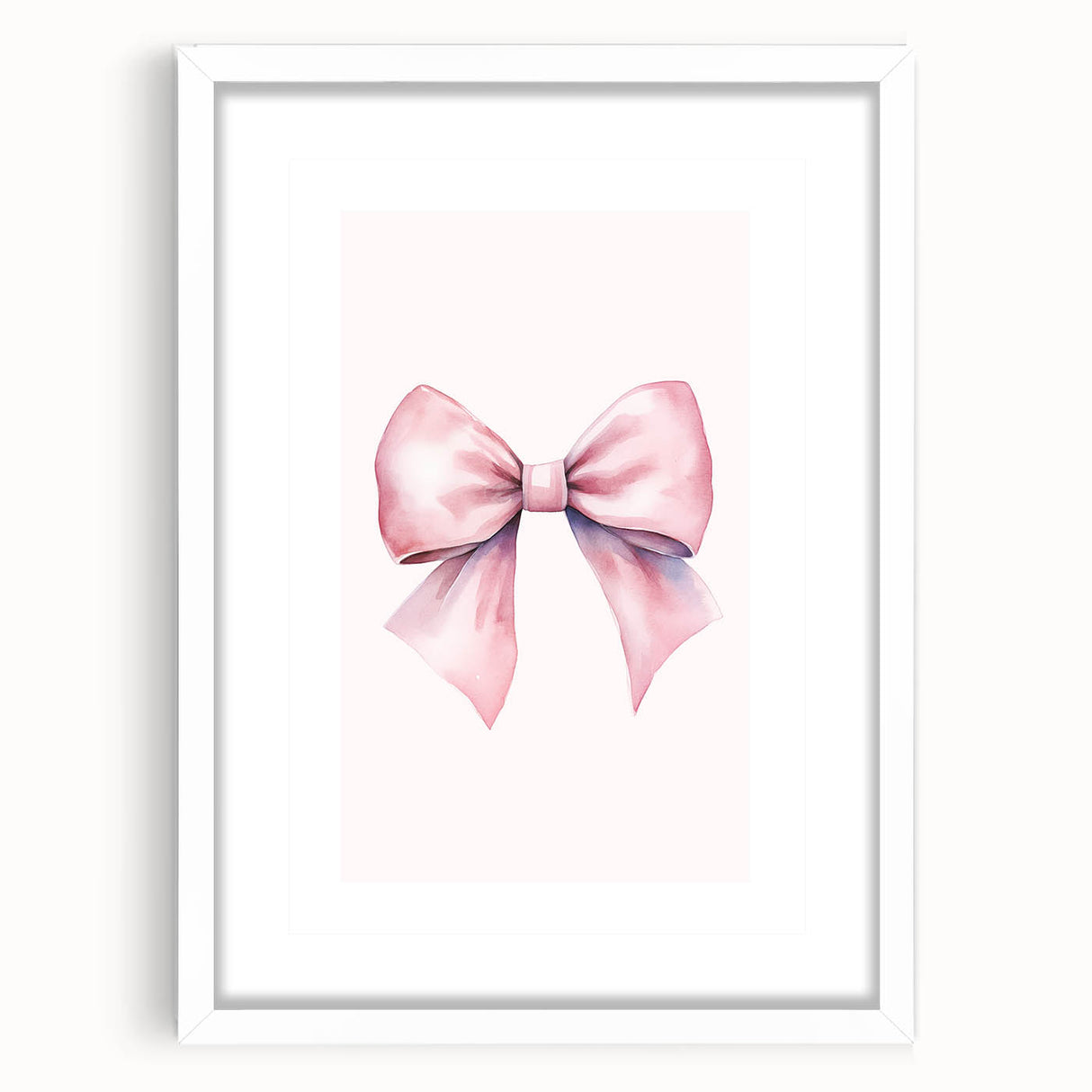 Pink Bow Watercolor Print - Girls Bedroom Wall Art
