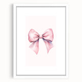Pink Bow Watercolor Print - Girls Bedroom Wall Art