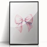 Pink Bow Watercolor Print - Girls Bedroom Wall Art