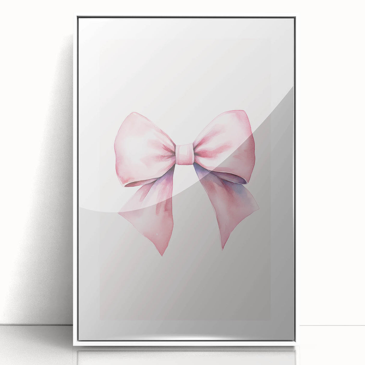 Pink Bow Watercolor Print - Girls Bedroom Wall Art