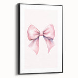 Pink Bow Watercolor Print - Girls Bedroom Wall Art
