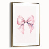 Pink Bow Watercolor Print - Girls Bedroom Wall Art