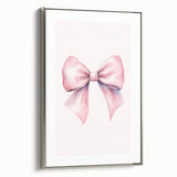 Pink Bow Watercolor Print - Girls Bedroom Wall Art
