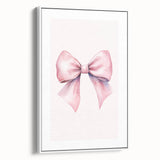Pink Bow Watercolor Print - Girls Bedroom Wall Art