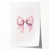 Pink Bow Watercolor Print - Girls Bedroom Wall Art