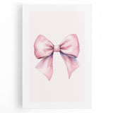 Pink Bow Watercolor Print - Girls Bedroom Wall Art