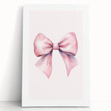 Pink Bow Watercolor Print - Girls Bedroom Wall Art