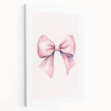 Pink Bow Watercolor Print - Girls Bedroom Wall Art