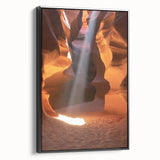 Framed canvas depicting a stunning landscape of colorful canyons, showcasing rich textures and vibrant hues, with a sleek black frame enhancing its aesthetic appeal. Perfect for home decor and nature enthusiasts.