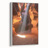 Framed canvas artwork depicting a stunning landscape of canyons, showcasing vibrant colors and intricate details, ideal for home decor in modern spaces.