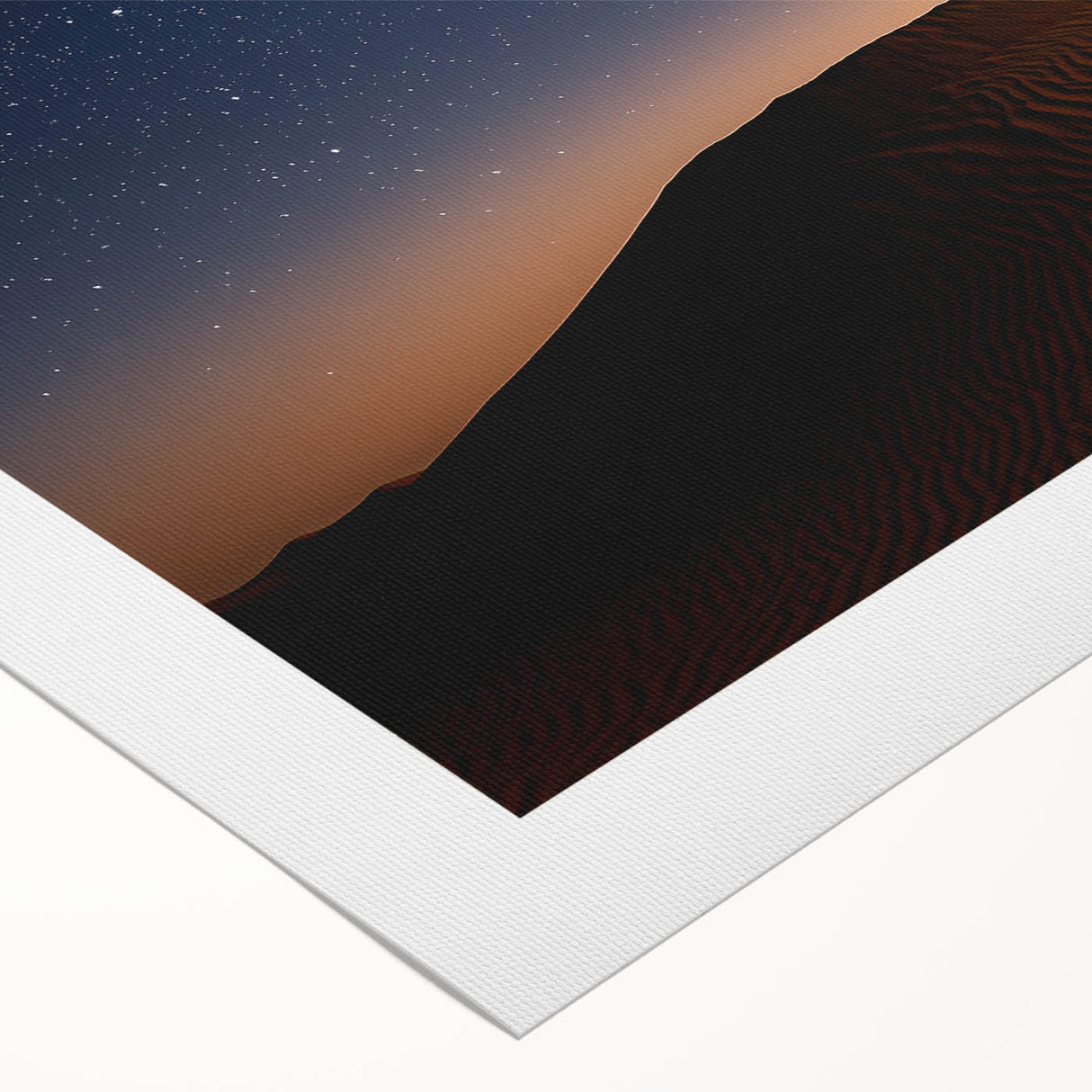 Vibrant rolled canvas art depicting a stunning desert landscape with warm hues of orange and yellow, elegantly packaged in a durable cardboard tube for safe delivery.