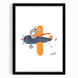 Bunny Pilot Nursery Wall Art – Kids Room & Baby Aviation Decor