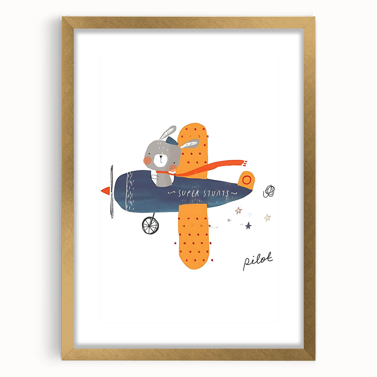 Bunny Pilot Nursery Wall Art – Kids Room & Baby Aviation Decor