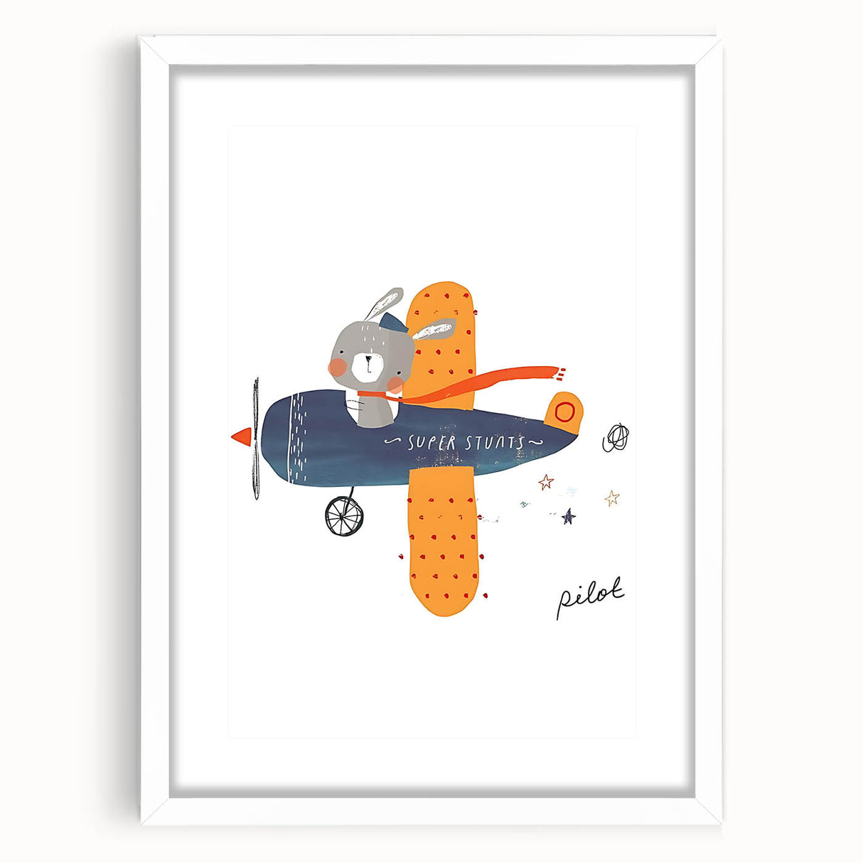 Bunny Pilot Nursery Wall Art – Kids Room & Baby Aviation Decor