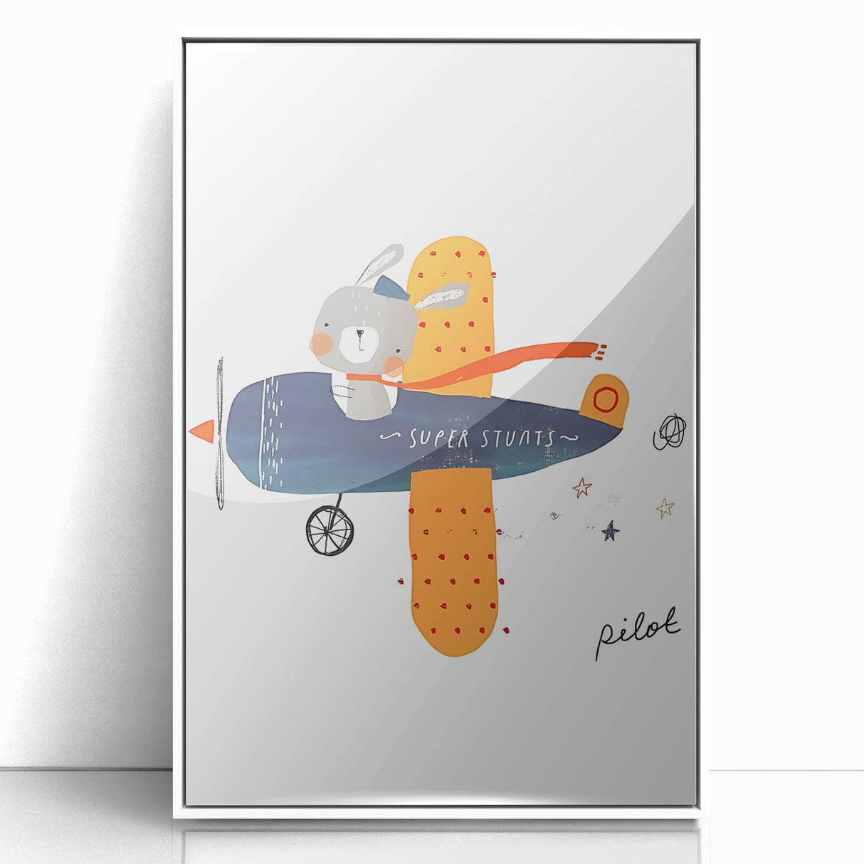 Bunny Pilot Nursery Wall Art – Kids Room & Baby Aviation Decor