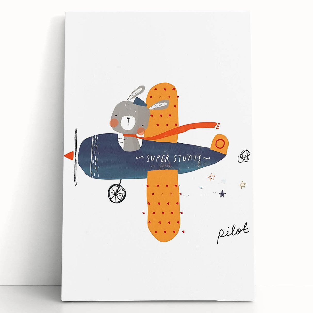 Bunny Pilot Nursery Wall Art – Kids Room & Baby Aviation Decor