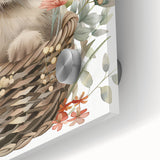 Bunny in Basket - Kids Room Wall Art Canvas and Framed Options