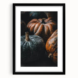 Extra large abstract art print featuring vibrant autumn colors on textured canvas, framed in black.