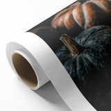 Art Deco-style poster of autumn trees on rolled canvas, featuring warm orange and brown tones, suitable for nursery wall art.