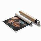 Extra large rolled print featuring a detailed floral design in warm autumn hues, ideal for classy bathroom wall art.