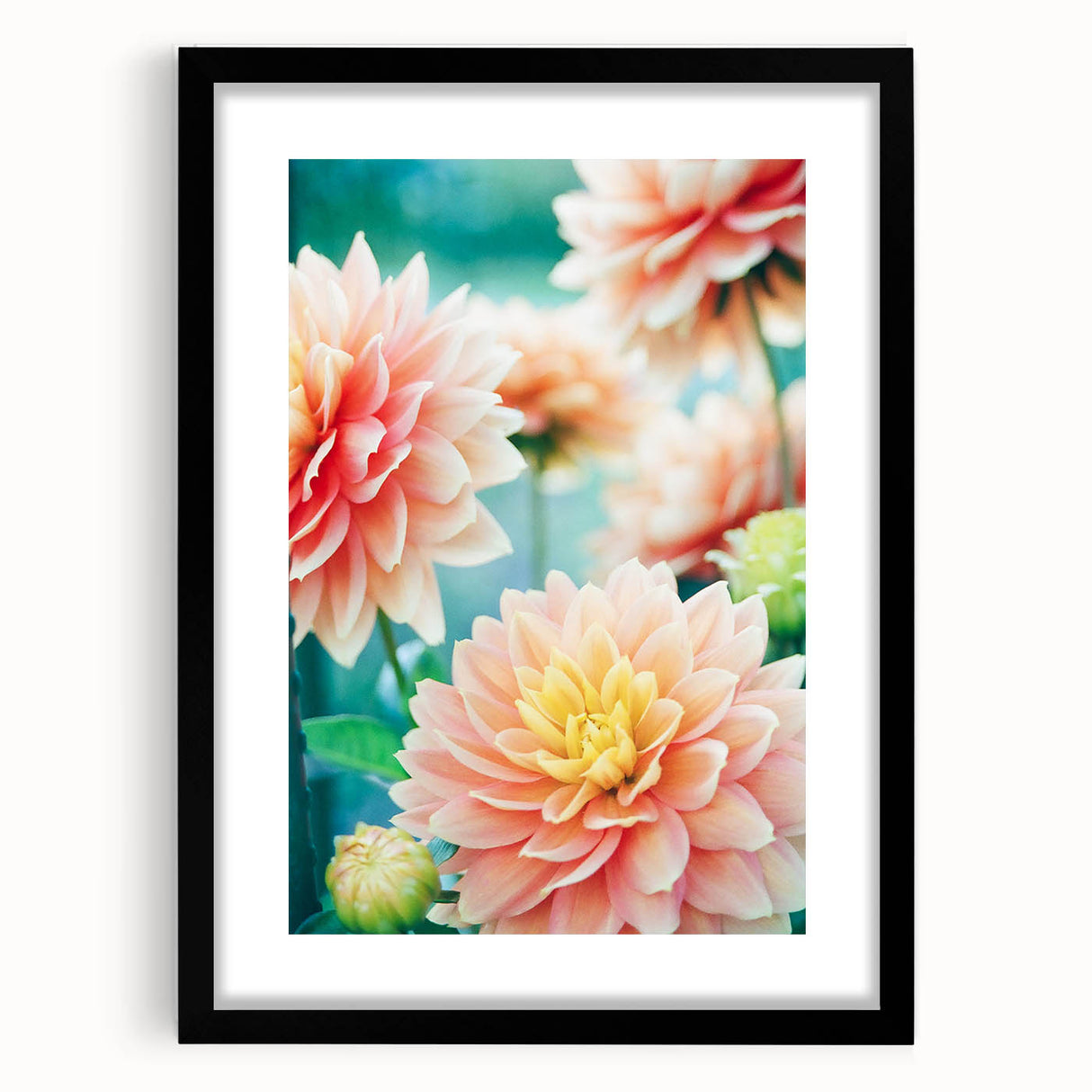 Extra large abstract art print featuring vibrant, colorful textures, framed in black, ideal for living room decor.