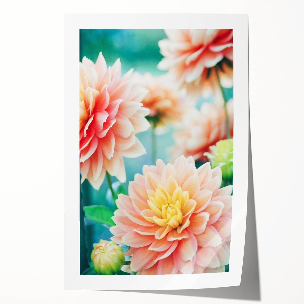 Spring floral art on rolled canvas, featuring soft pastel shades, ideal for dining room or bathroom decor.