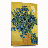 Large abstract acrylic print of swirling blue and yellow tones, ideal for bedroom or dining room art.