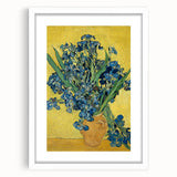 Textured abstract art print in muted blues and greens, framed in white, ideal for bedroom art.