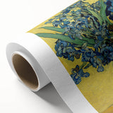 Art deco poster of a starry night with vibrant blue and yellow swirls on rolled canvas, ideal for nursery wall art.