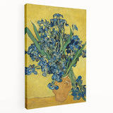 Side view of a large stretched canvas depicting Van Gogh-inspired swirling night sky in vibrant blue and yellow tones.