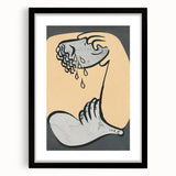 Abstract Modern Art: Fluid Motion in Blue and Gold with Organic Flow