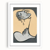 Abstract Modern Art: Fluid Motion in Blue and Gold with Organic Flow