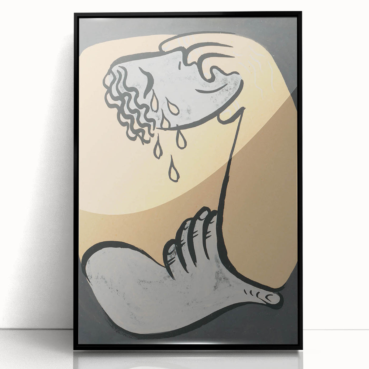 Abstract Modern Art: Fluid Motion in Blue and Gold with Organic Flow