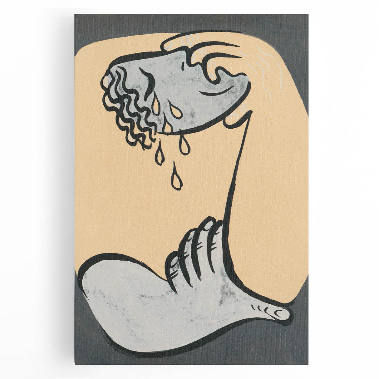 Abstract Modern Art: Fluid Motion in Blue and Gold with Organic Flow