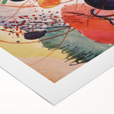 Modern Abstract Art: Vibrant Shapes in Red, Blue, and Yellow Tones