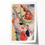 Modern Abstract Art: Vibrant Shapes in Red, Blue, and Yellow Tones