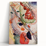 Modern Abstract Art: Vibrant Shapes in Red, Blue, and Yellow Tones