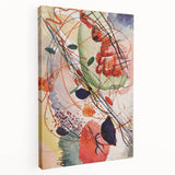 Modern Abstract Art: Vibrant Shapes in Red, Blue, and Yellow Tones