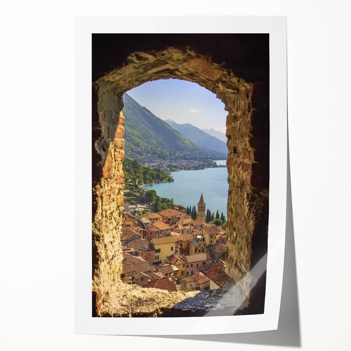Rolled print showcasing a stunning landscape featuring a majestic castle surrounded by lush greenery, perfect for home decor or art enthusiasts. The high-quality design captures intricate details, enhancing any interior space.