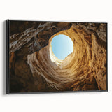 Framed canvas artwork depicting vibrant landscapes and caves, showcasing intricate details and textures, with a sleek black frame enhancing its modern aesthetic. Perfect for adding a touch of nature-inspired elegance to any interior decor.