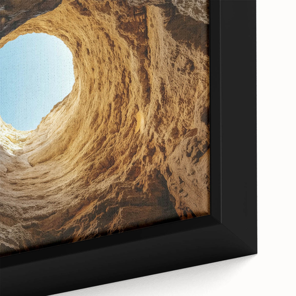 Framed canvas artwork displaying a close-up of a vibrant landscape with intricate cave details, ideal for enhancing modern home decor with nature-inspired aesthetics.