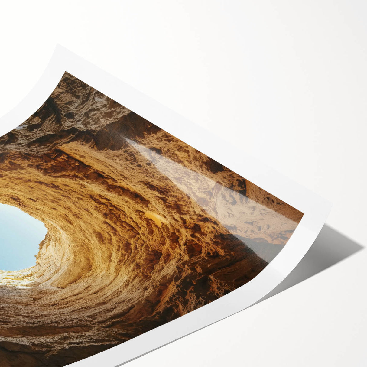 Rolled print showcasing a stunning landscape of colorful caves, featuring intricate textures and vibrant hues, designed to enhance any home decor.