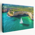 Stretched canvas artwork depicting a dramatic cliff landscape with vibrant colors, perfect for home decor. Ideal for nature lovers seeking to enhance their space.