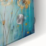 Acrylic Dining Room Artwork – Gold Floral Canvas for Modern Spaces